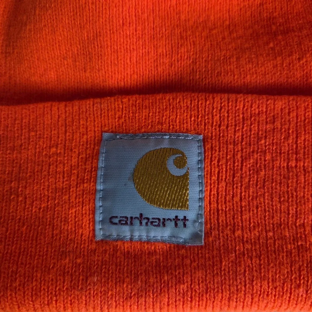 Carhartt Knit Cuffed Beanie Infant Toddler Bright Orange Neon Ribbed Logo Patch